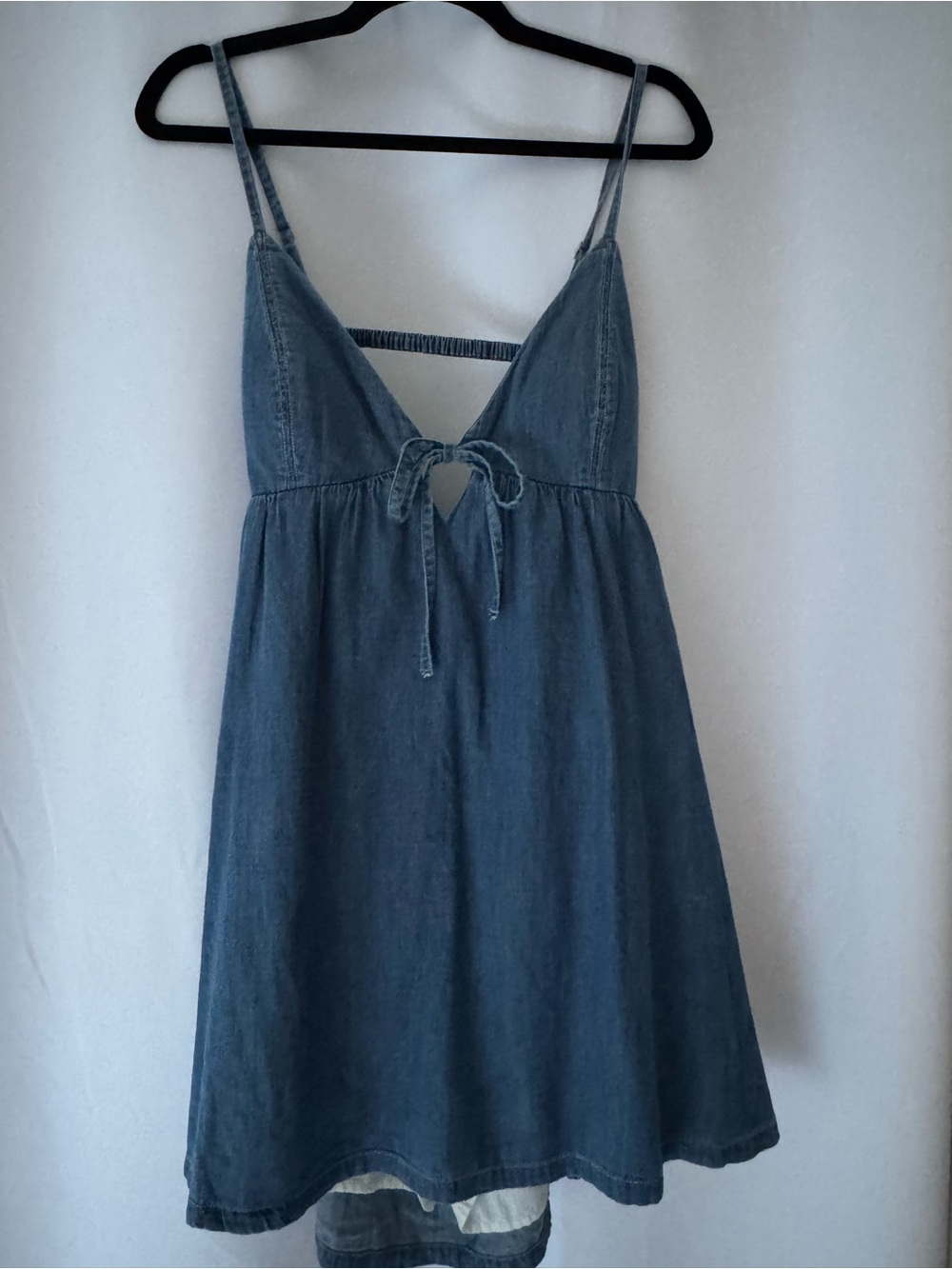Abercrombie & Fitch Denim Tie-Front Mini Dress - Blue